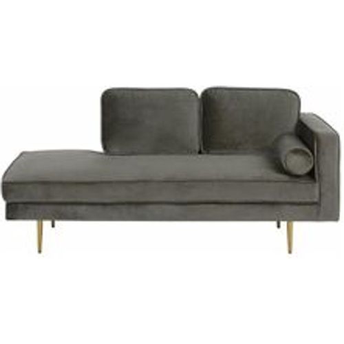 Chaiselongue Rechtsseitig Grau / Gold Samtstoff Metallfüße Modern Mit Zierkissen - BELIANI - Modalova