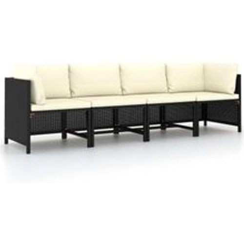 Sitzer-Gartensofa mit Auflagen Schwarz Poly Rattan - VIDAXL - Modalova