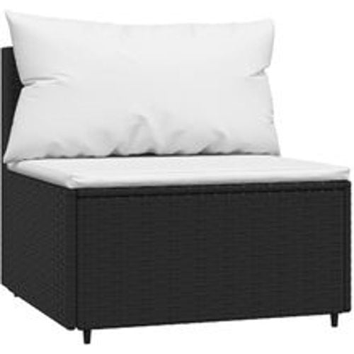 Garten-Mittelsofa mit Kissen Schwarz Poly Rattan - VIDAXL - Modalova