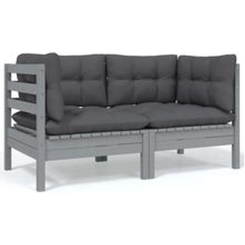 Sitzer-Gartensofa mit Kissen Grau Massivholz Kiefer - VIDAXL - Modalova