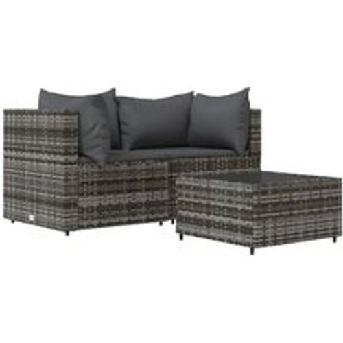 Tlg. Garten-Lounge-Set mit Kissen Grau Poly Rattan - VIDAXL - Modalova