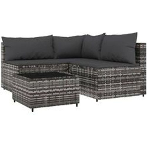 Tlg. Garten-Lounge-Set mit Kissen Grau Poly Rattan - VIDAXL - Modalova