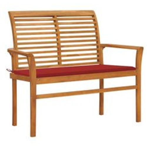 Gartenbank mit Roter Auflage 112 cm Massivholz Teak - VIDAXL - Modalova