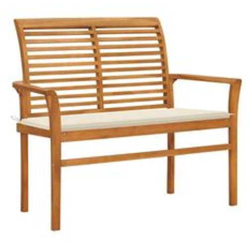 Gartenbank mit Cremeweißer Auflage 112 cm Massivholz Teak - VIDAXL - Modalova