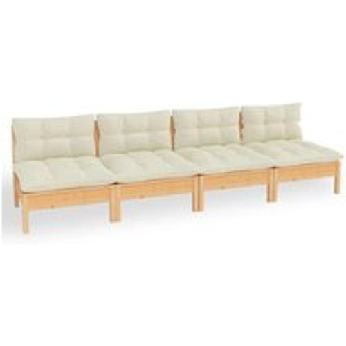 Sitzer-Gartensofa mit Creme Kissen Massivholz Kiefer - VIDAXL - Modalova