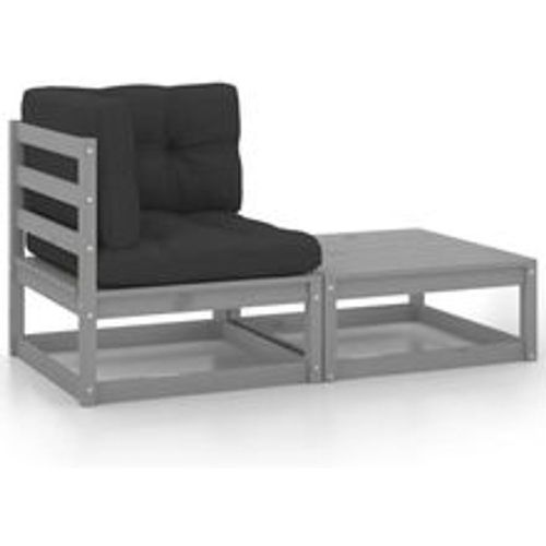 Tlg. Garten-Lounge-Set mit Kissen Grau Kiefer Massivholz - VIDAXL - Modalova