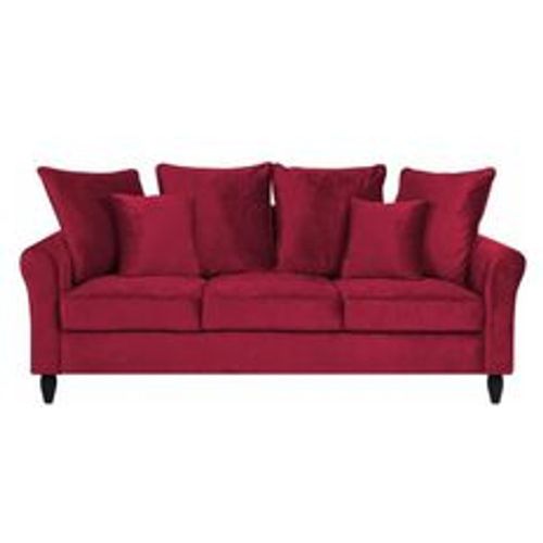 Sofa Rot Samtstoff 3-Sitzer Traditionell Modern Zierkissen Wohnzimmer - BELIANI - Modalova