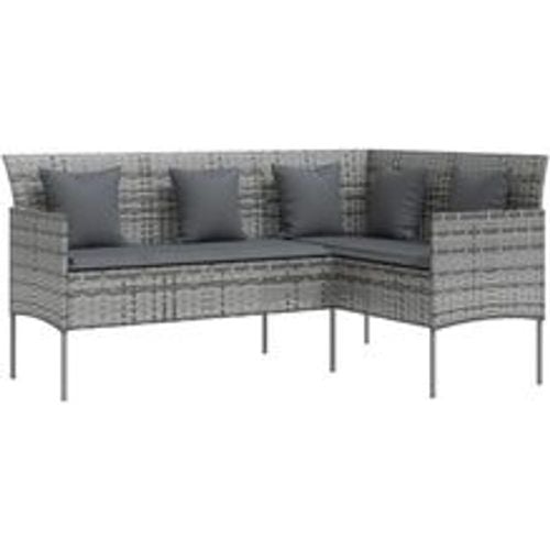 Sofa in L-Form mit Kissen Poly Rattan Grau - VIDAXL - Modalova