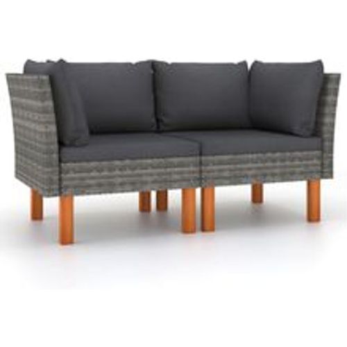 Ecksofas 2 Stk. Poly Rattan und Eukalyptus Massivholz - VIDAXL - Modalova