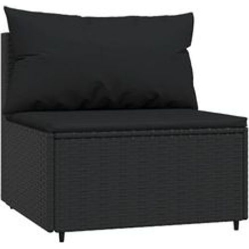 Garten-Mittelsofa mit Kissen Schwarz Poly Rattan - VIDAXL - Modalova