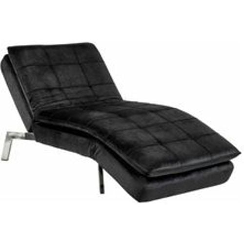 Chaiselongue Schwarz Samtstoff mit Verstellbarem Kopfteil und Schlaffunktion Retro Design Glamouröser Stil - BELIANI - Modalova