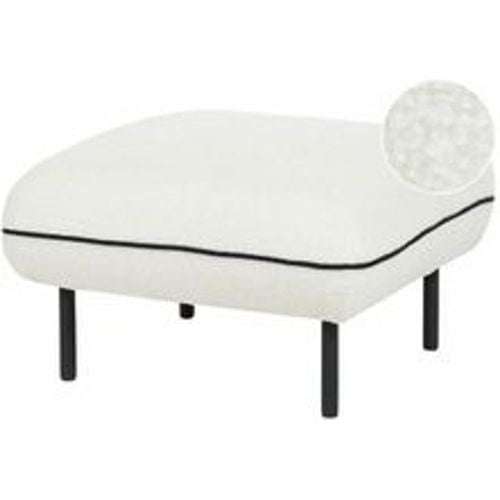 Ottomane Weiß Stoffbezug Bouclé Quadratisch mit Schwarzen Metallbeinen Biese Retro-Design Wohnzimmer Schlafzimmer Ausstattung Fußhocker Hocker - BELIANI - Modalova