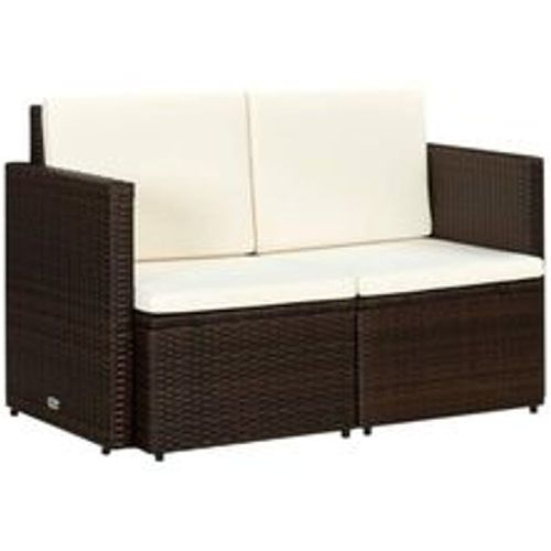 Sitzer-Gartensofa mit Auflagen Braun Poly Rattan - VIDAXL - Modalova