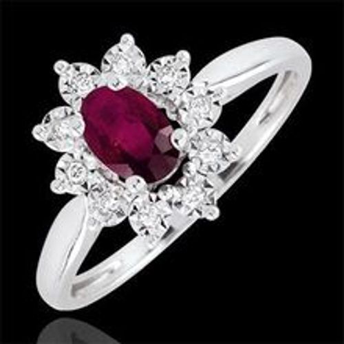 Edenly Ring Eternel Edelweiss â€“ Rubin und Diamanten - 18 Karat WeiÃŸgold - Fashion24 DE - Modalova