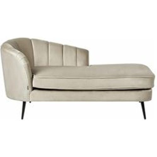 Chaiselongue Beige Samt Linksseitig mit Schwarzen Metallbeinen Lehne Muschelform Glamourös Modern Muschelsofa Wohnzimmer Ausstattung - BELIANI - Modalova