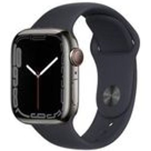 Watch Series 7 (2021) GPS + Cellular 41 mm - Rostfreier Stahl Graphit - Sportarmband Schwarz - Apple - Modalova