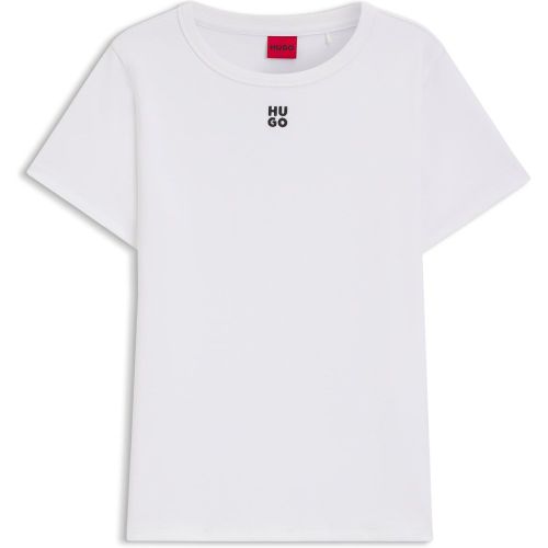 T-shirt en coton mélangé à logo revisité brodé - HUGO - Modalova