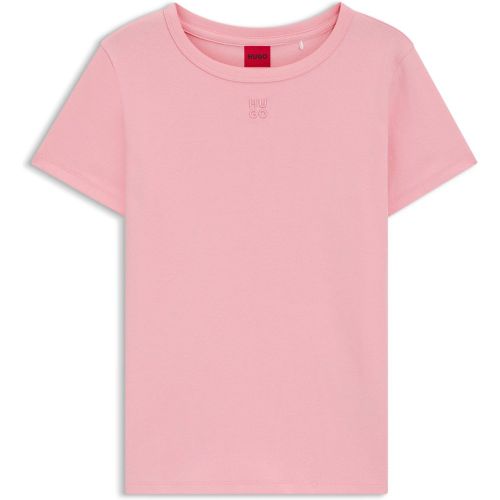 T-shirt en coton mélangé à logo revisité brodé - HUGO - Modalova