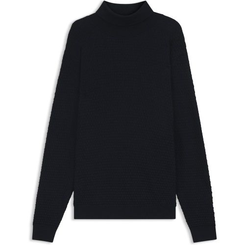 Pull à col roulé en maille structurée de coton - HUGO - Modalova