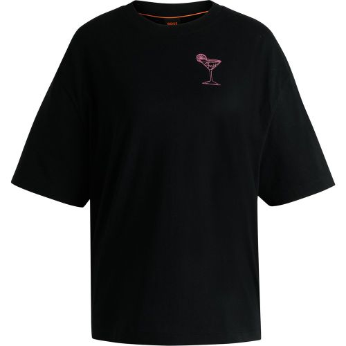 T-shirt Oversize en jersey de coton avec logo artistique - Boss - Modalova