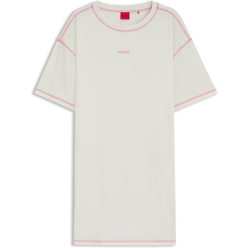 Robe de nuit en coton stretch avec logo contrastant - HUGO - Modalova