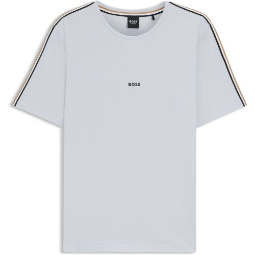 T-shirt de pyjama en coton stretch avec ruban à rayures emblématiques - Boss - Modalova