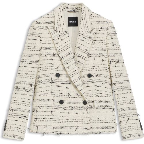 Blazer Regular en tweed de coton mélangé à rayures - Boss - Modalova