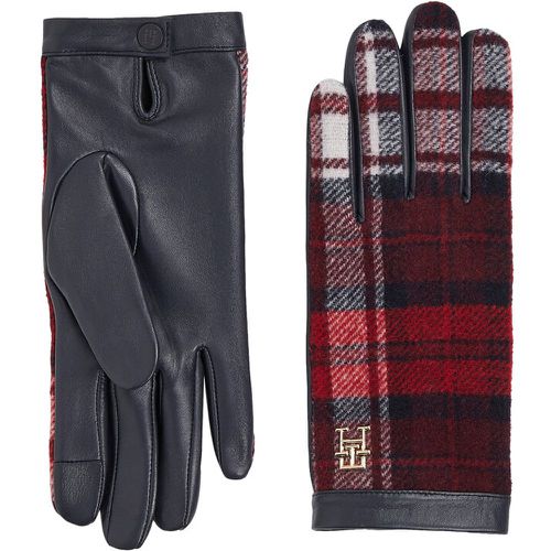 Guanti da donna - Tommy Check Leather Gloves AW0AW15362 Space Blue DW6 - Tommy Hilfiger - Modalova