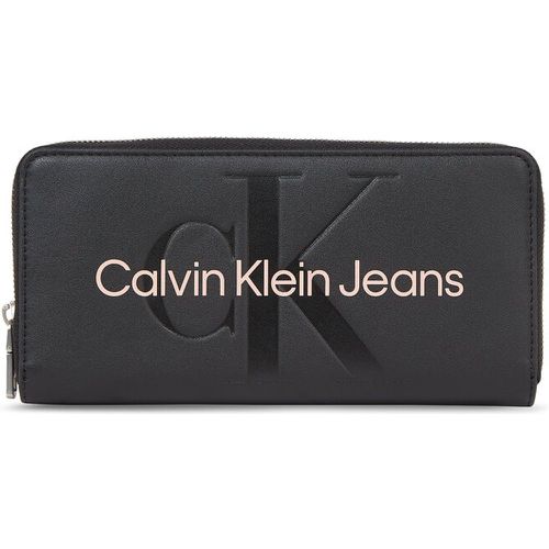 Portafoglio da donna - Sculpted Zip Around Mono K60K607634 Black With Rose 01F - Calvin Klein Jeans - Modalova