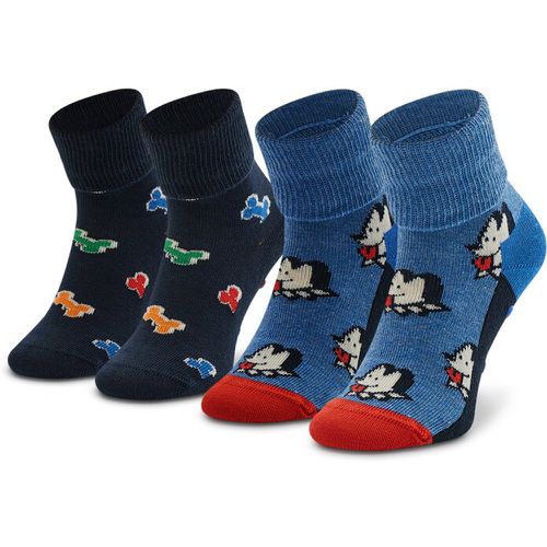 Set di 2 paia di calzini lunghi da bambini - KDDB19-6500 Blu scuro - Happy Socks - Modalova
