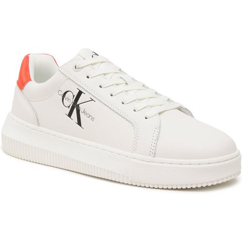 Sneakers - Chunky Cupsole Mono Lth YM0YM00681 Bright White/Cherry Tomato 0K5 - Calvin Klein Jeans - Modalova
