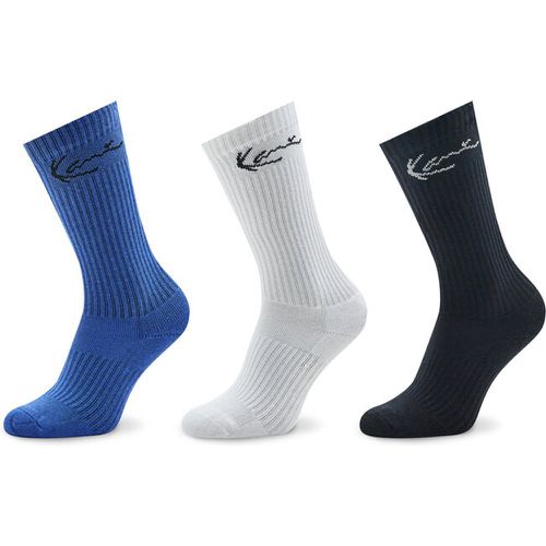 Set di 3 paia di calzini lunghi unisex - Signature 3-Pack Sock 3003956 Blue/White/Black - Karl Kani - Modalova