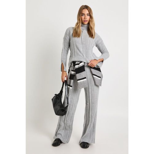 Pantalón De Pernera Ancha Y Punto Y Canalé Mixto Suave - boohoo - Modalova