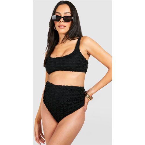 Biquini Premamá De Tiro Alto Texturizado Con Volante - boohoo - Modalova