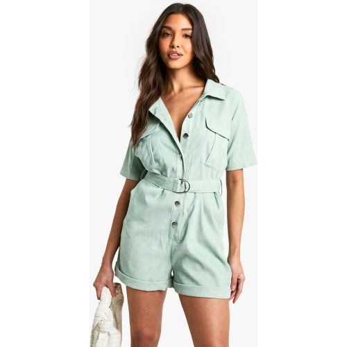 Mono Corto De Pana Utilitario - boohoo - Modalova