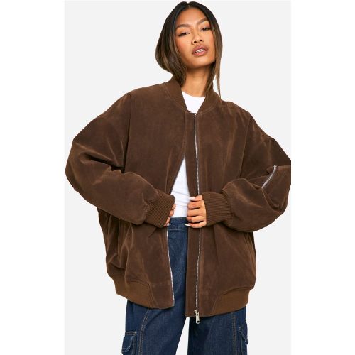 Chaqueta Bomber Oversize Efecto Ante - boohoo - Modalova