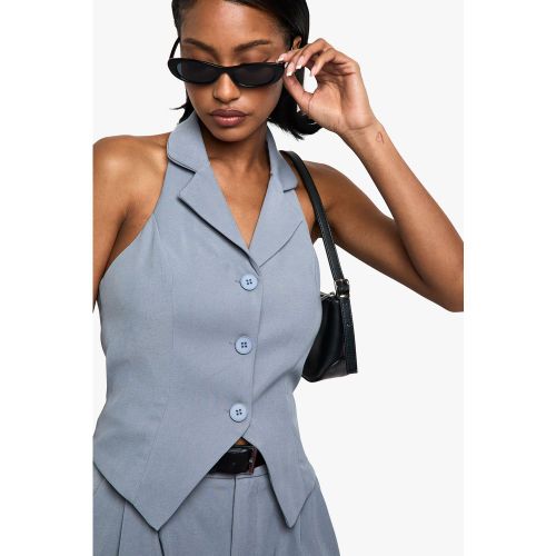 Chaleco Entallado De Tela Con Escote Halter - boohoo - Modalova