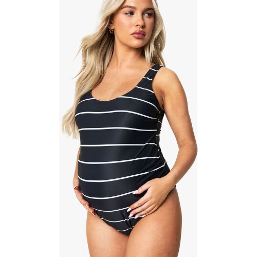 Bañador Premamá De Rayas Con Escote En U - boohoo - Modalova