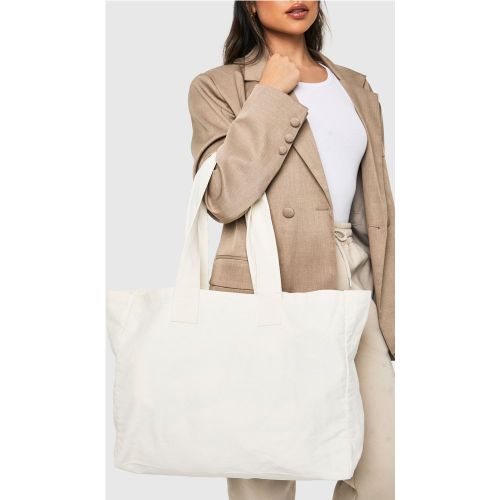Bolso Tote Básico De Lona, Blanco - boohoo - Modalova
