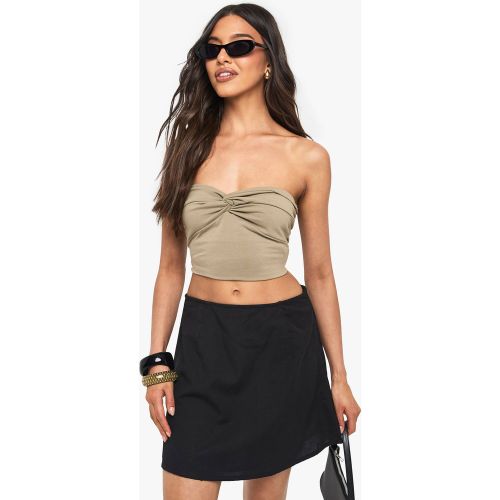 Minifalda De Lino Con Corte En A - boohoo - Modalova