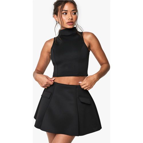 Falda Acampanada De Scuba Con Bolsillo - boohoo - Modalova