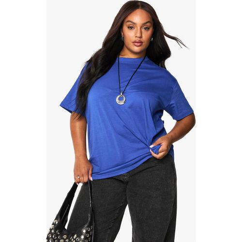 Camiseta Basics Plus Súper Oversize Básica De Algodón Con Cuello De Caja - boohoo - Modalova