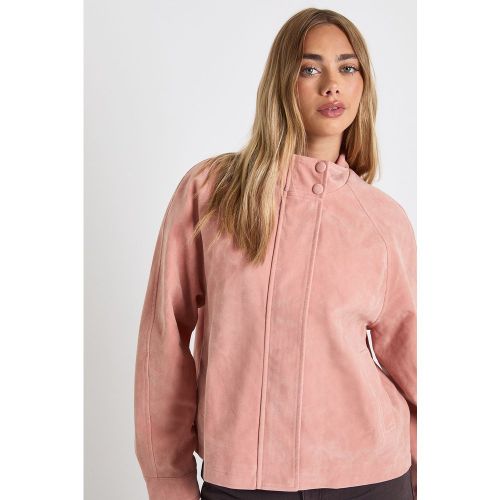 Faux Suede Bomber Jacket, Pink - boohoo - Modalova