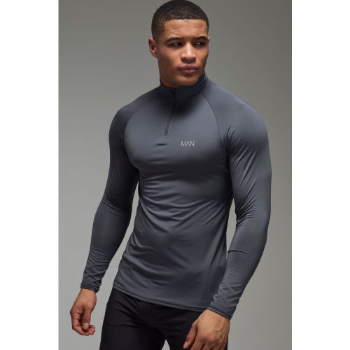 Veste à col zippé moulante et manches raglan - MAN Active homme - L - Boohooman - Modalova