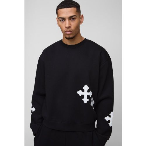 Sweat oversize à imprimé croisé homme - S - Boohooman - Modalova