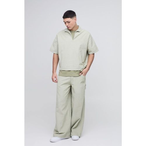 Polo oversize délavé en velours côtelé - S - Boohooman - Modalova