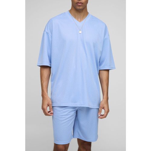 Conjunto De Pantalón Corto Y Top Oversize De Malla Con Escote De Pico - boohoo - Modalova