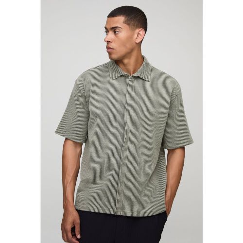 Camisa Oversize De Tela Jersey Y Canalé Con Solapas - boohoo - Modalova