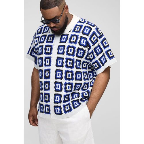 Camisa Plus Oversize Recta De Punto Croché En - boohoo - Modalova