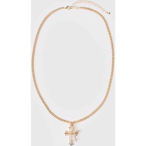 Collier doré à pendentif croix - ONE SIZE - Boohooman - Modalova